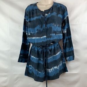 Charlie Jade blue tie dye long sleeve silk romper size xs